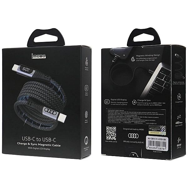 Kabel USB-C / USB-C Audi 2.0/20V 3A 60W - czarny