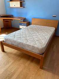 mobilia madeira maciça cama 200x120 c/colchão estante 200x140 6 peças