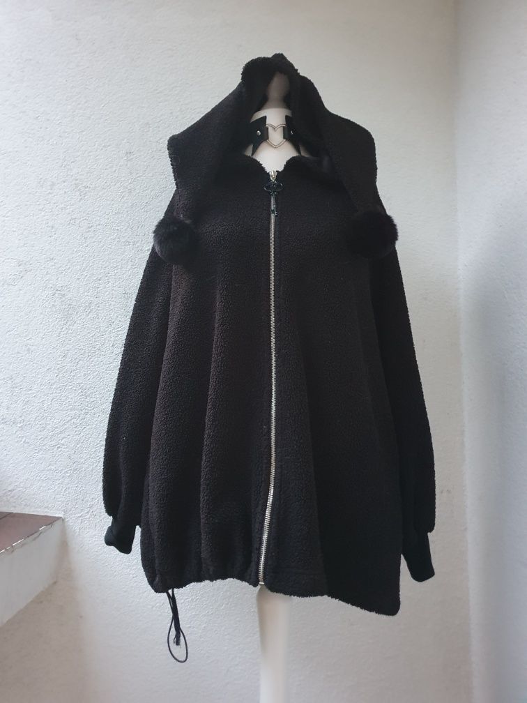Bluza Punk Rave Joker Hoodie pluszowa z ogromnym kapturem kieszeniami