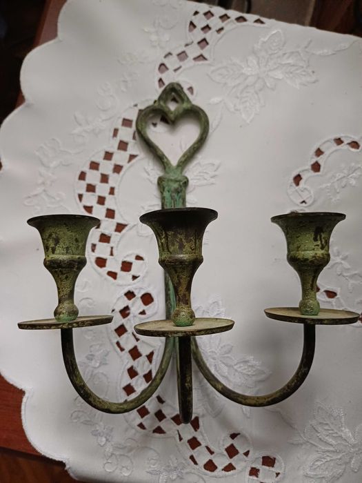 Świecznik kinkiet mosiężny 2 sztuki