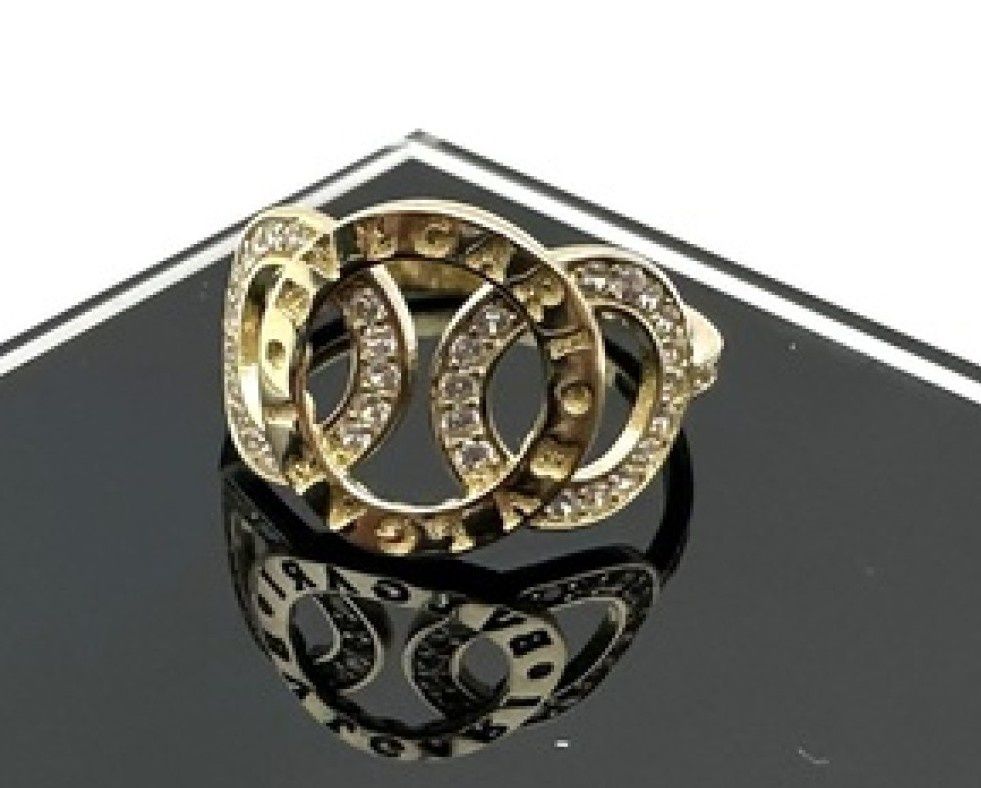 NOWY włoski 2,38g 585 R15 Bvlgari luksusowy pierścionek 14K 3 koła