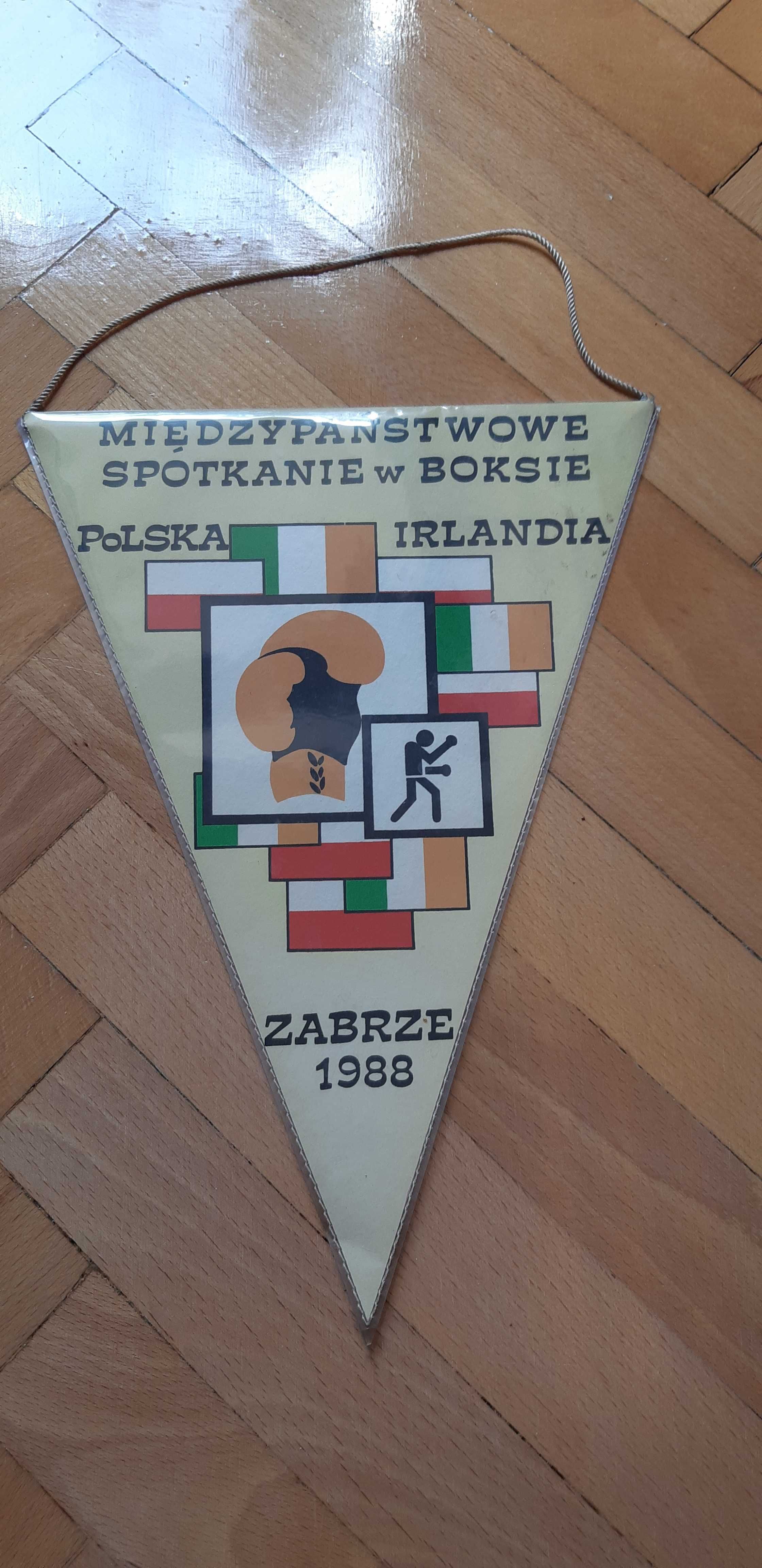 proporczyk Międzypaństwowe spotkanie w boksie Polska - Irlandia 1988