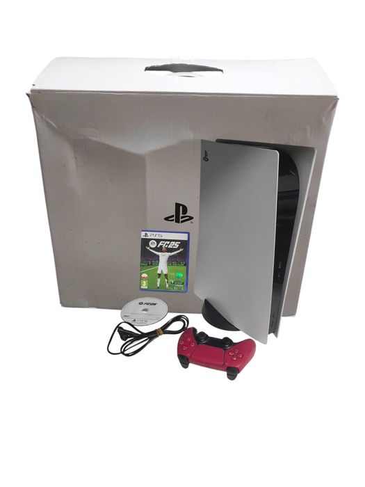 Konsola Ps5 825gb z Napędem Pad Fifa 25 z Pudełkiem i Podstawką