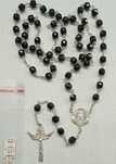 Różaniec Czarny Naturalny Chalcedon Srebro 925 NOWY