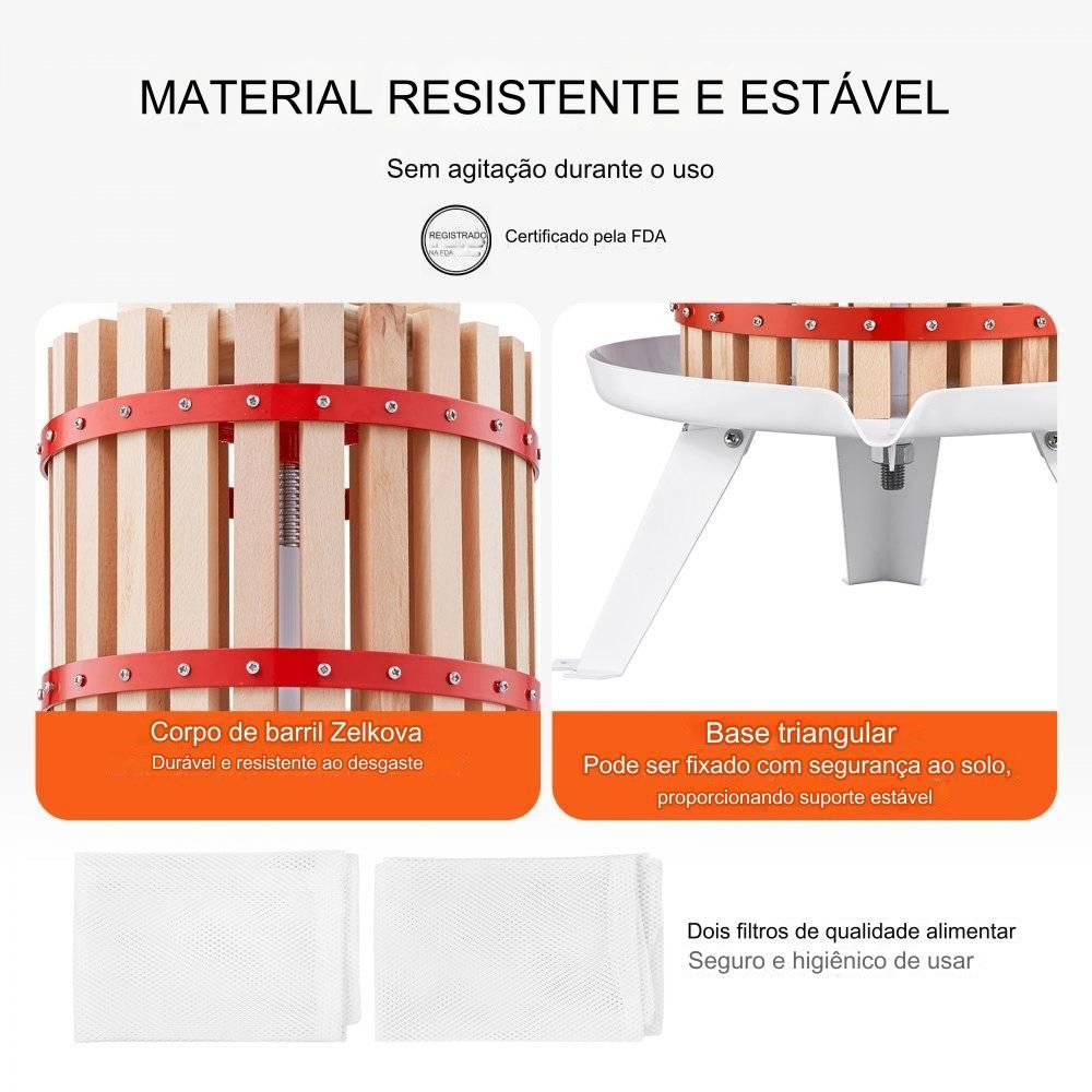 Prensa de Frutas de 18L em Zelkova