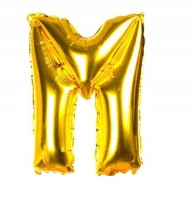 balon foliowy literka litera m 40cm kolor złoty