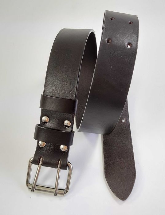 Solidny i Trwały Pas Wojskowy Szeregowca R2 Gruba Skóra Brąz 115cm
