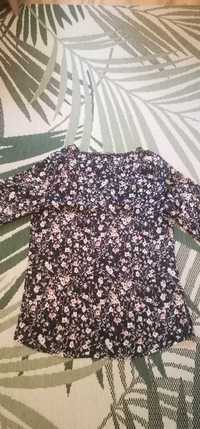 Bluzka elegancka Zara  38 M w kwiatki granatowa