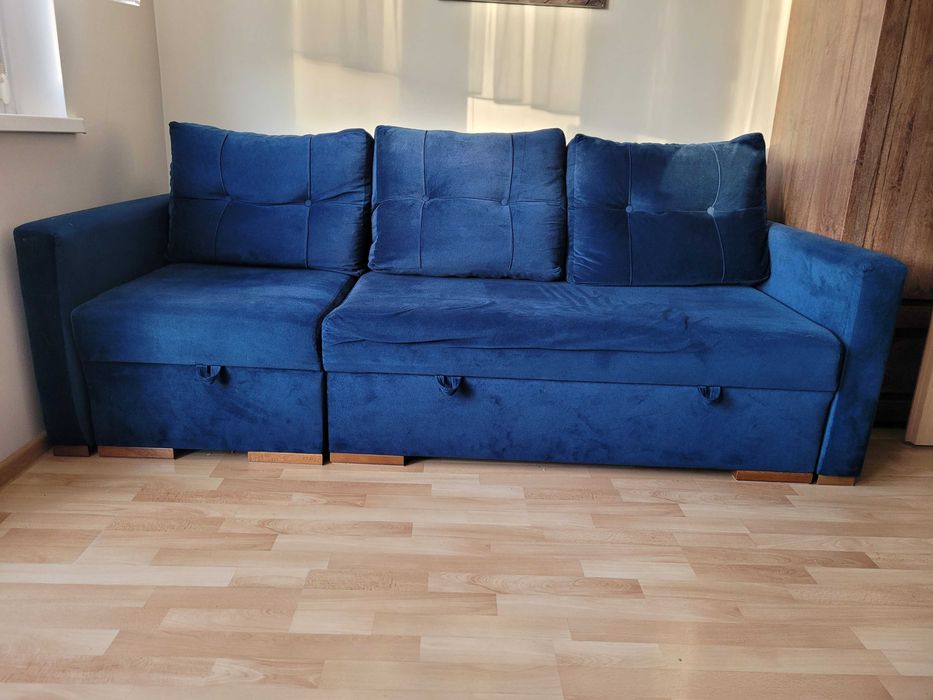 Sofa narożna, rozkładana, trzyosobowa, z funkcją spania