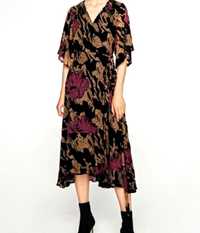 Zara cudna blogerska żakardowa poszukiwana sukienka midi kimonowa 36 S
