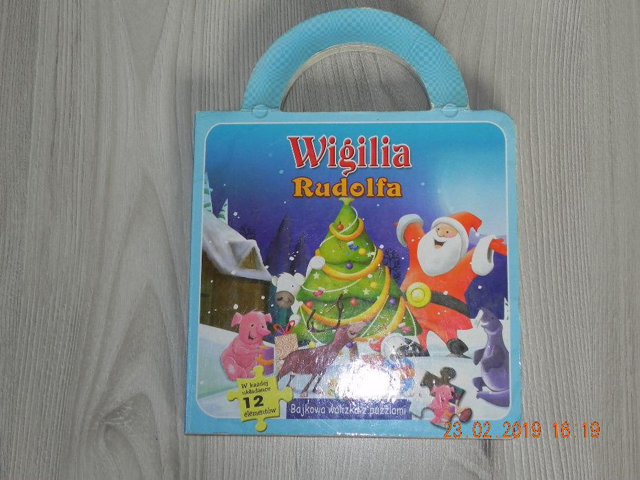 książka i puzzle wigilia z rudolfem