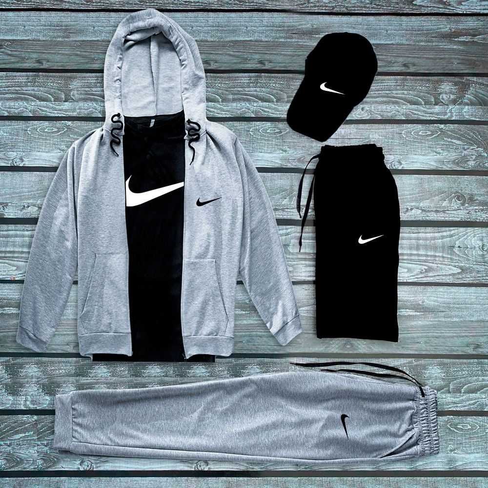 Чоловічий найк сет Nike 5в1 — футболка, кофта, штани, шорти, кепка