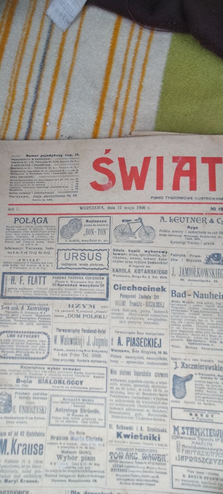 Stare gazety przedwojenne, czasopisma, tygodnik Świat
