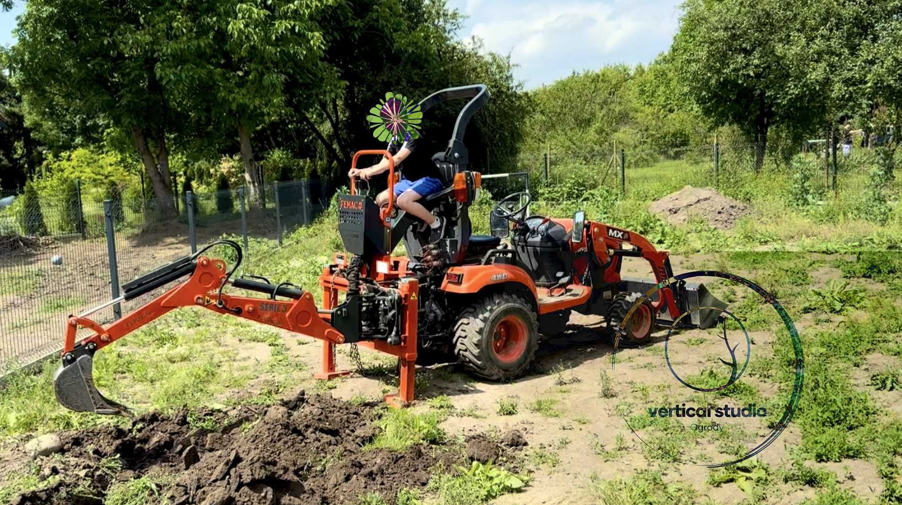 Mini traktor, glebogryzarka separacyjna, ładowacz, minikoparka