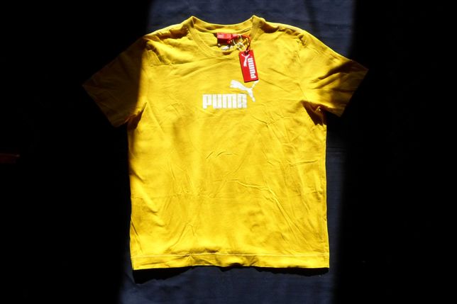 Яркая-желтая футболка с принтом PUMA (L)(XL)100%cottton
