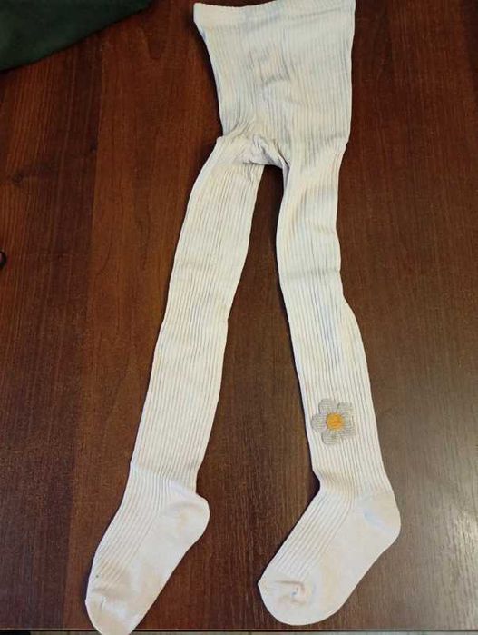 Nowe rajstopy grube prązkowane beżowe 116-122