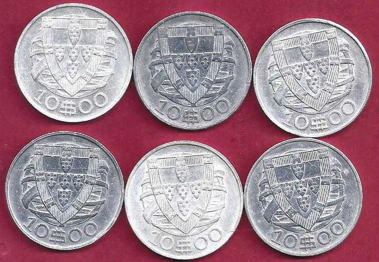 Moedas de 10$ Escudos Republica de Prata 2 Datas Diferentes