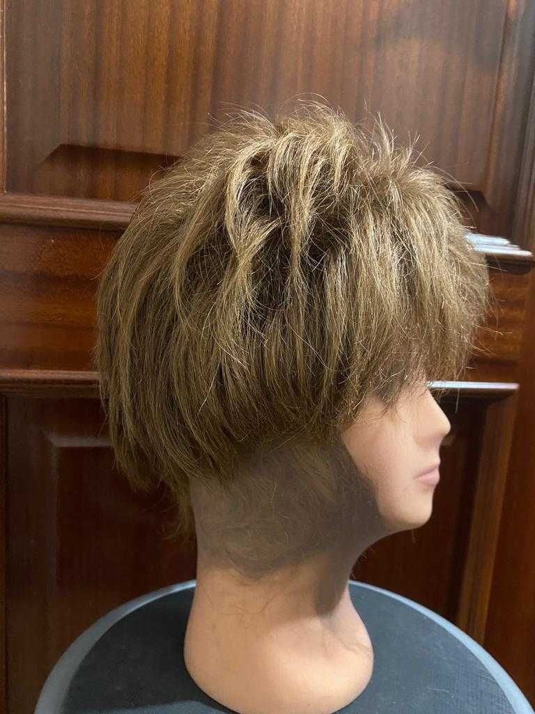 Peruca/ Prótese capilar / Cabeleira , Cabelo Natural, Castanho, Curto