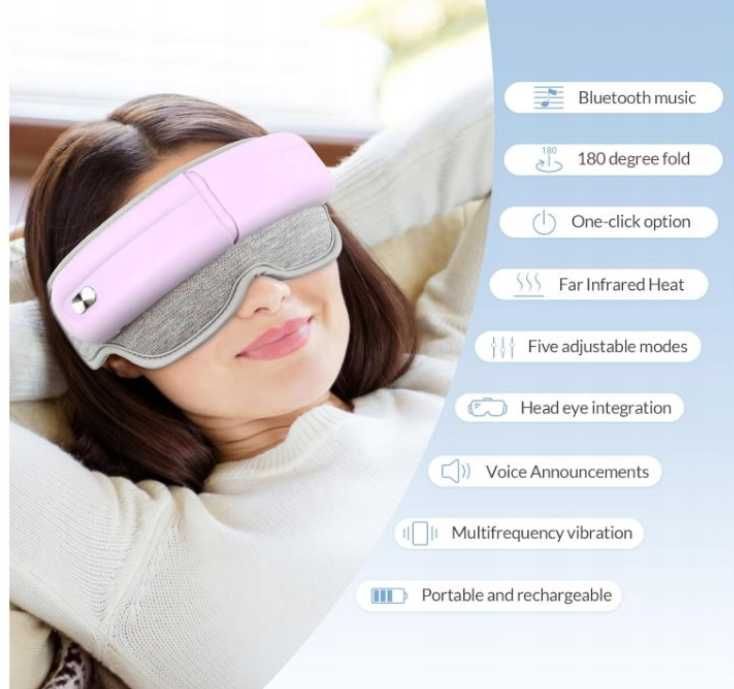 Mafiti Masażer do Oczu z Ciepłem, Wibracją i Bluetooth - Relaks i Ulga