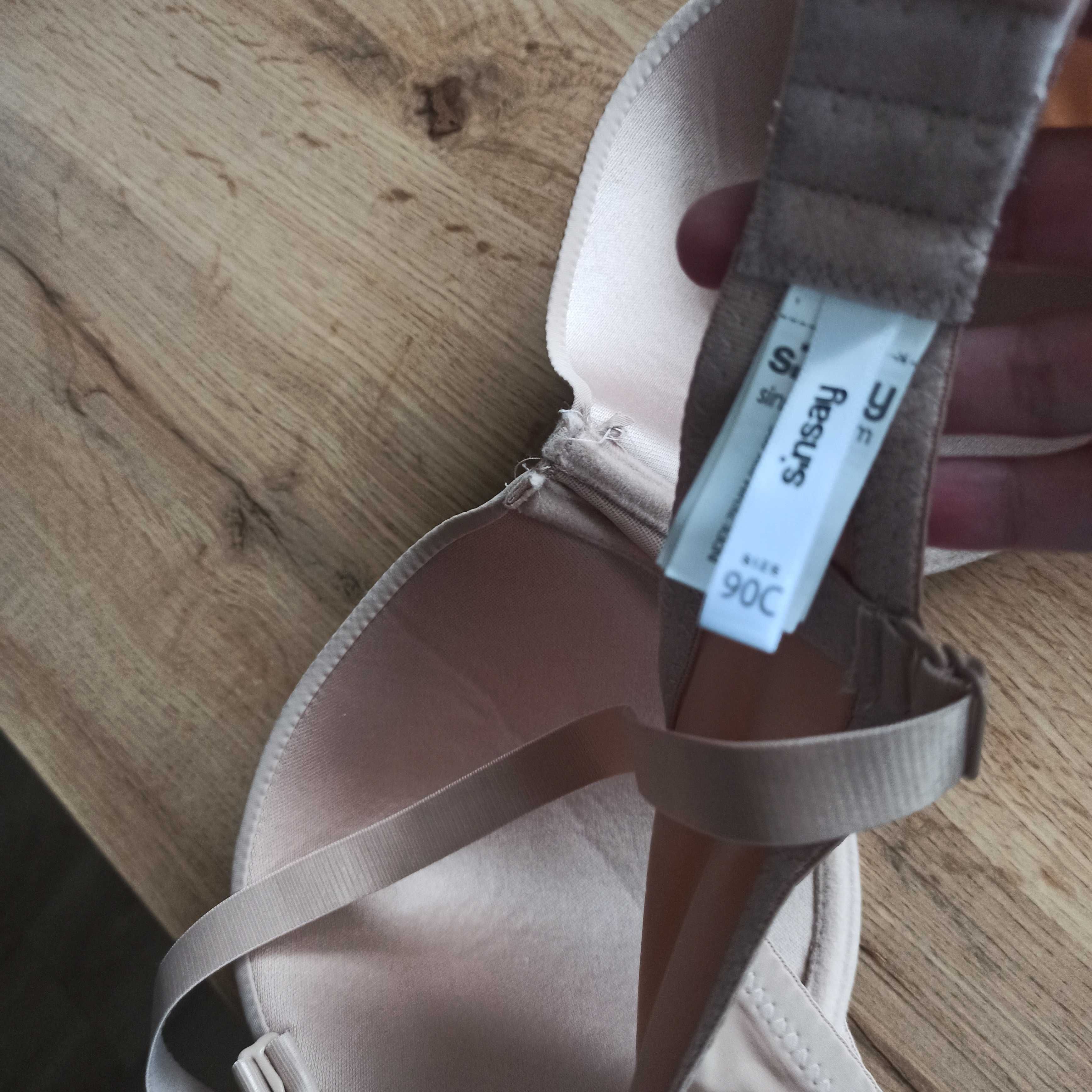 Nowy biustonosz beż nude gładki 90C