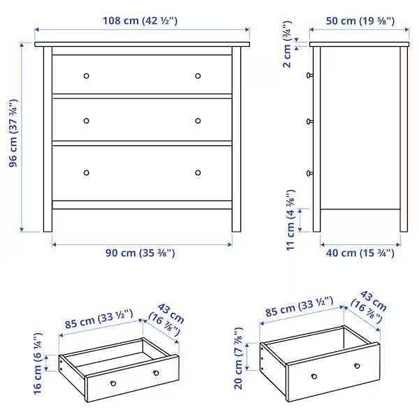 Komoda IKEA Hemnes z 3 szufladami 108x50x96cm- dostawa gr