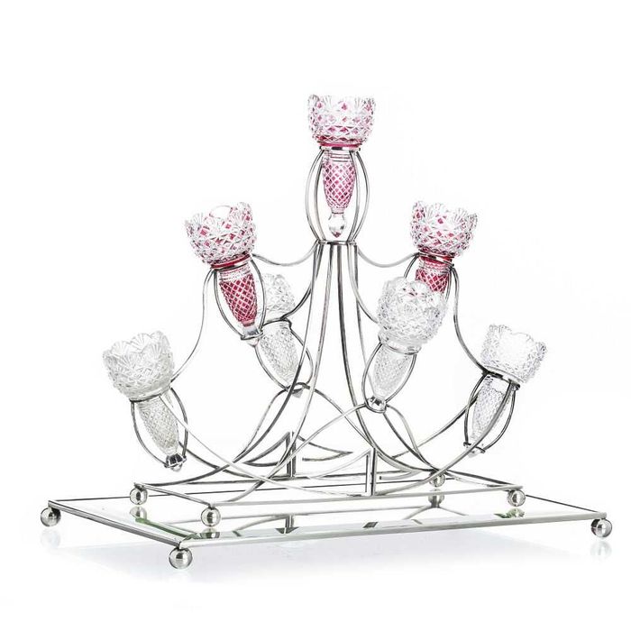 Centro de Mesa em Cristal e Prata Portuguesa