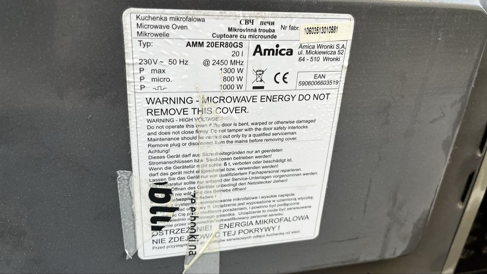 Mikrofalówka Amica 20ER80GS Kuchenka Mikrofalowa