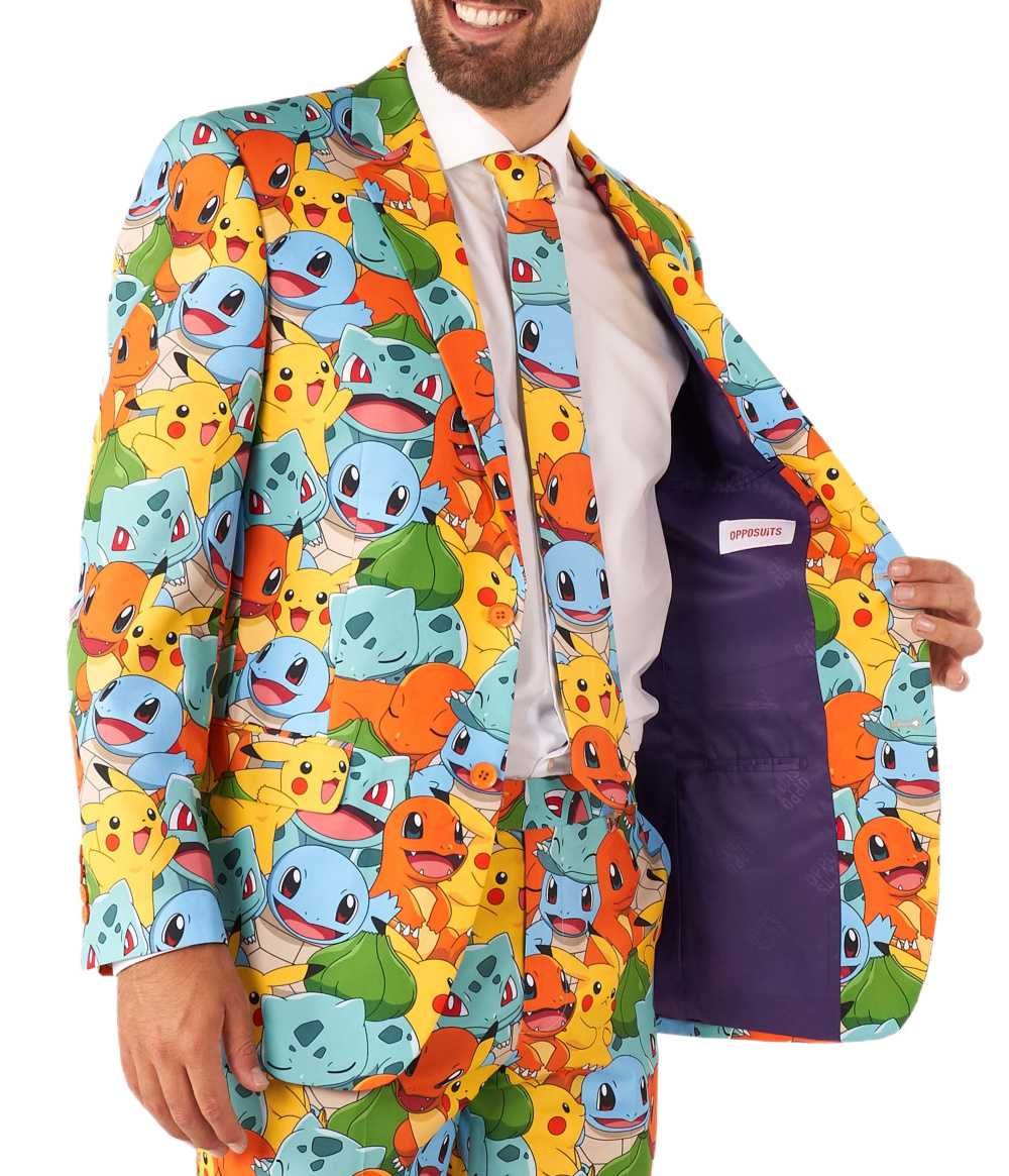 OPPOSUITS Garnitur męski z krawatem kolorowy POKEMONY bajka niebieski