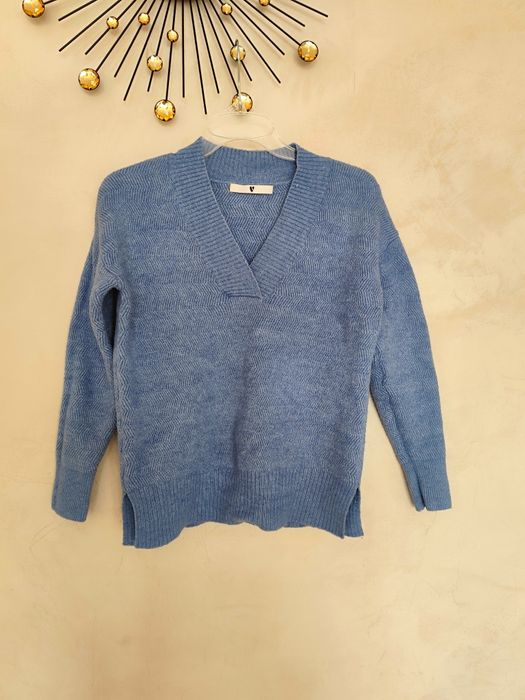 V by very zimowy sweter błękitny Instagram oversize puszysty