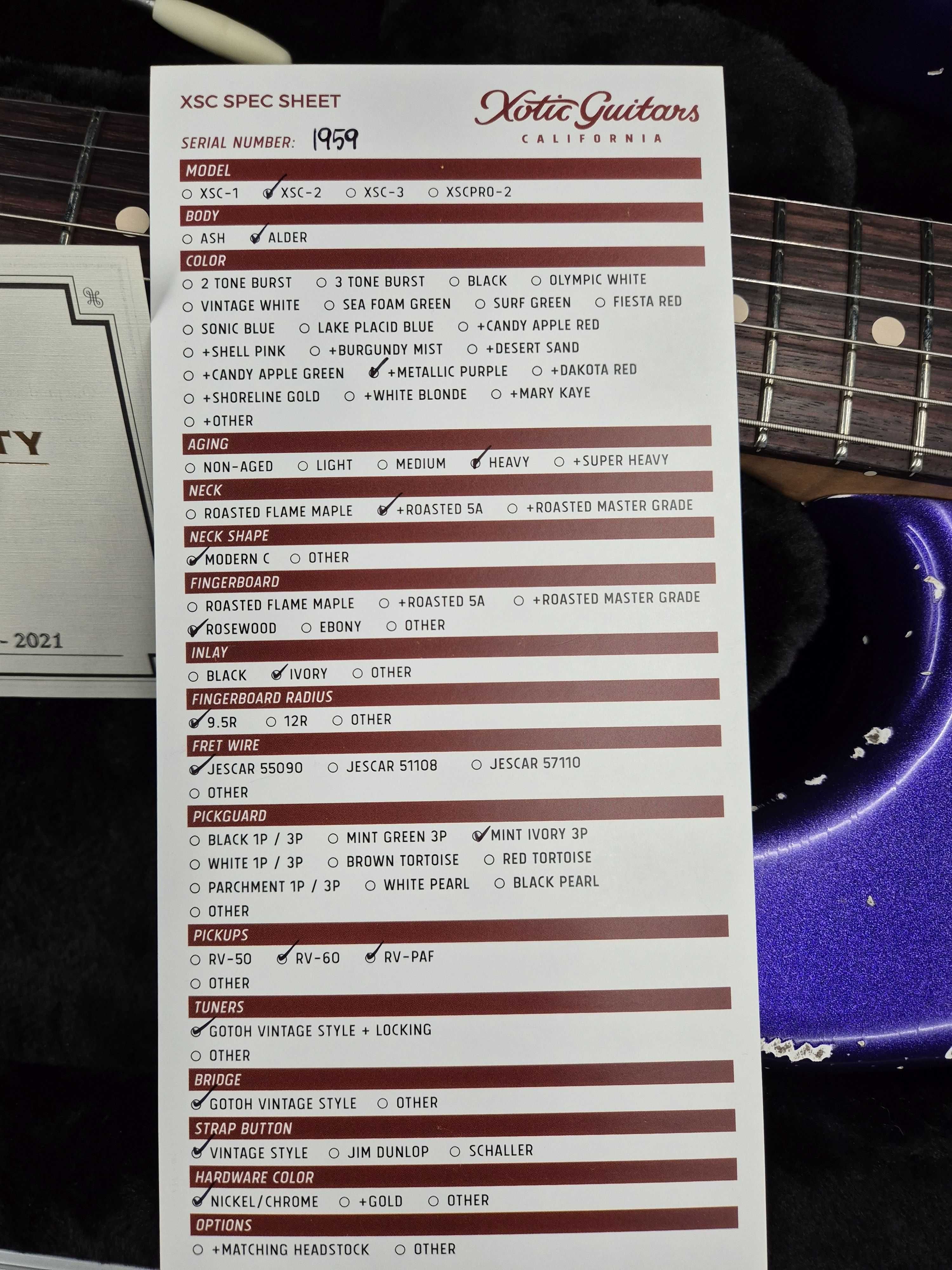 XOTIC XSC - 2 Custom Shop struny Fender