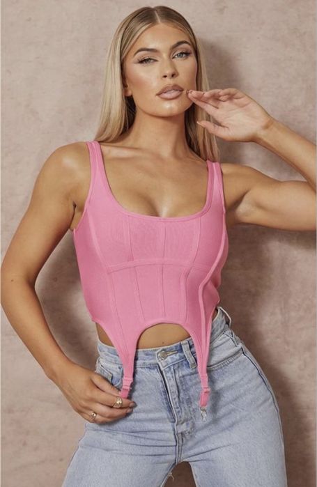 Корсетний топ бандажний рожевий prettylittlething