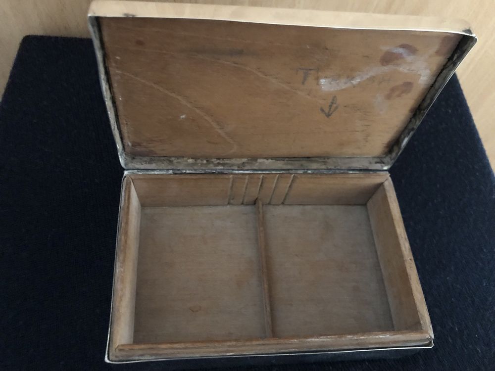 Antyczne srebrne edwardiańskie pudełko na cygara, Anglia
