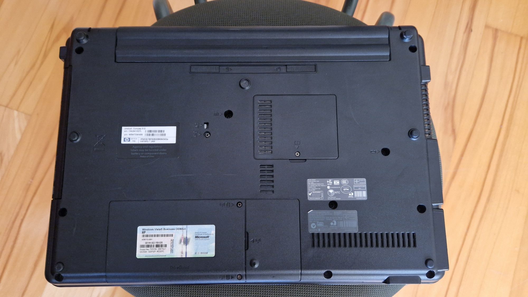 Portatil HP Compaq 610 Core 2 Duo T5870 4 GB SSD 256 GB