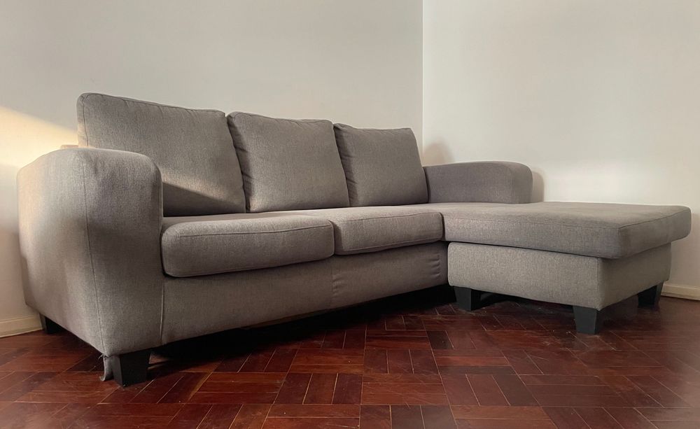 Sofá “Gato Preto” Gibson, 3 lug. e chaise longue, original, impecável!