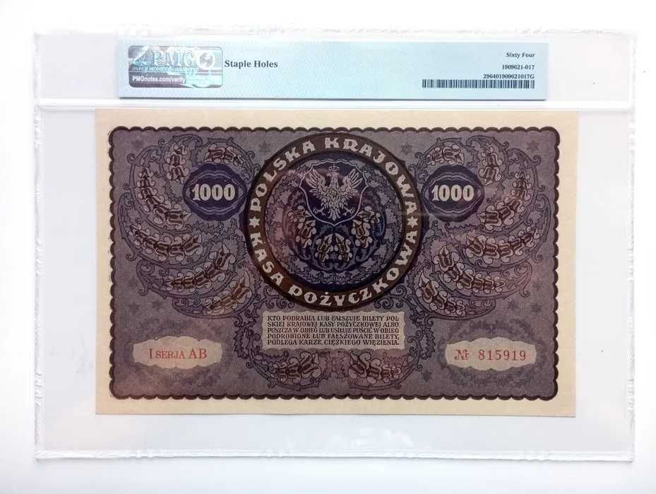 1000 Marek 1919 - I Serja AB - PMG 64