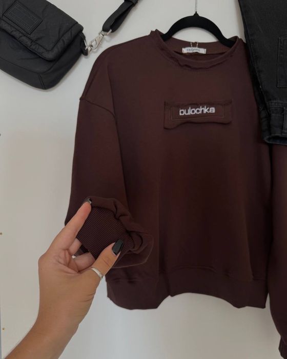 Женская теплая кофта свитшот Bulochka вышивка 42-46 петля ТУРЦИЯ S-M