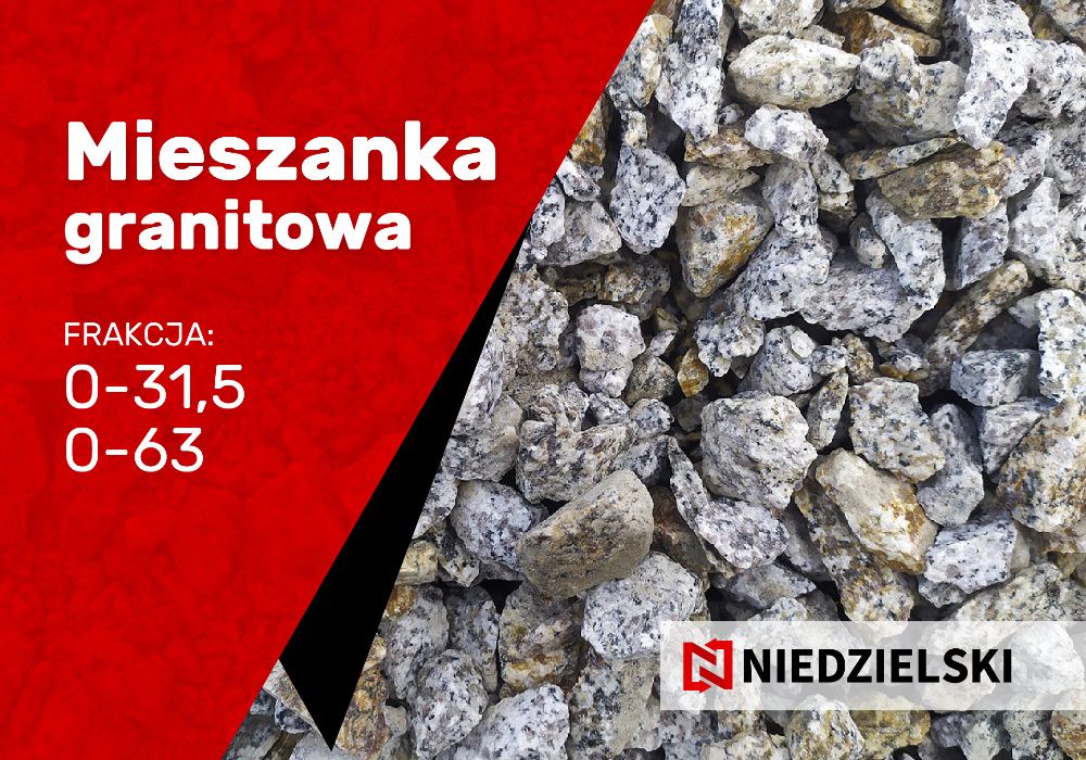 Tłuczeń - Mieszanka granitowa fr. 0-31,5, 0-63, kruszywo grantiowe