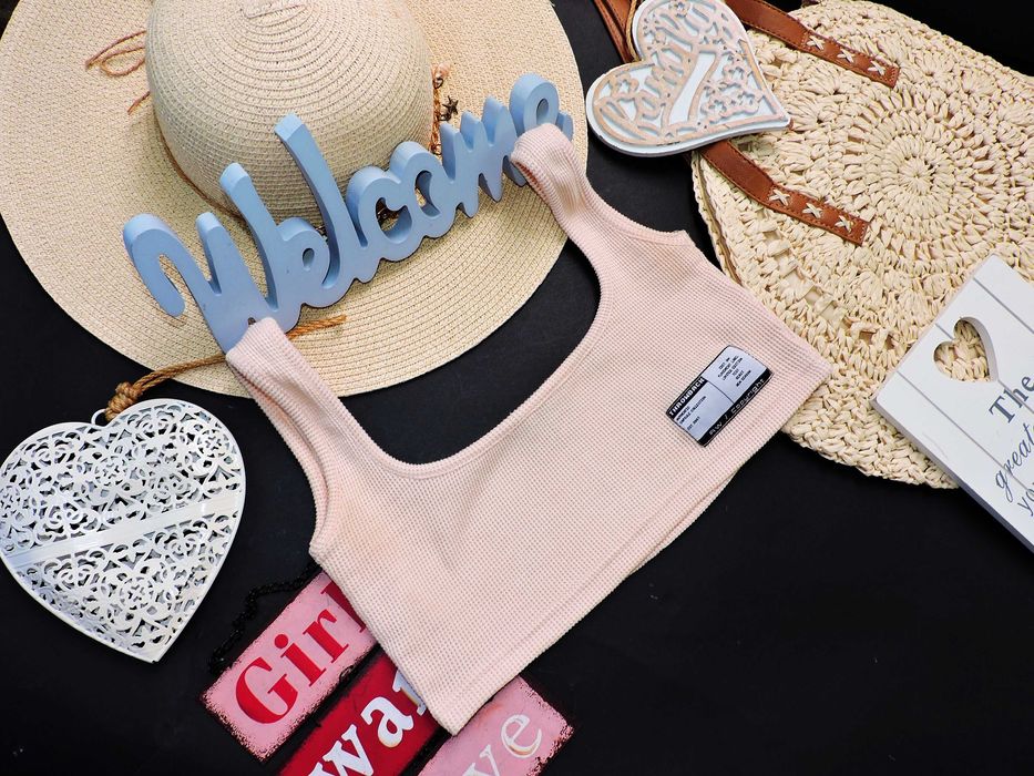 Public desire Crop top beż naszywka XS