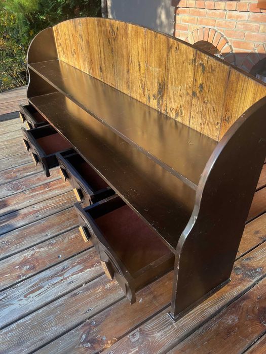 Szafka stojąca z półkami i szufladkami - drewniana