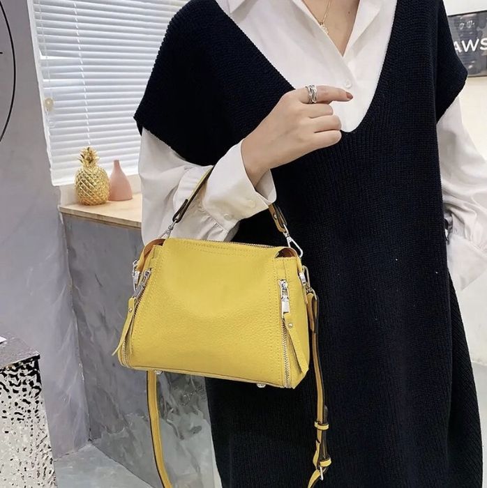 4 кольори  з натуральної шкіри маленька сумка жіноча жовто-гірчична
