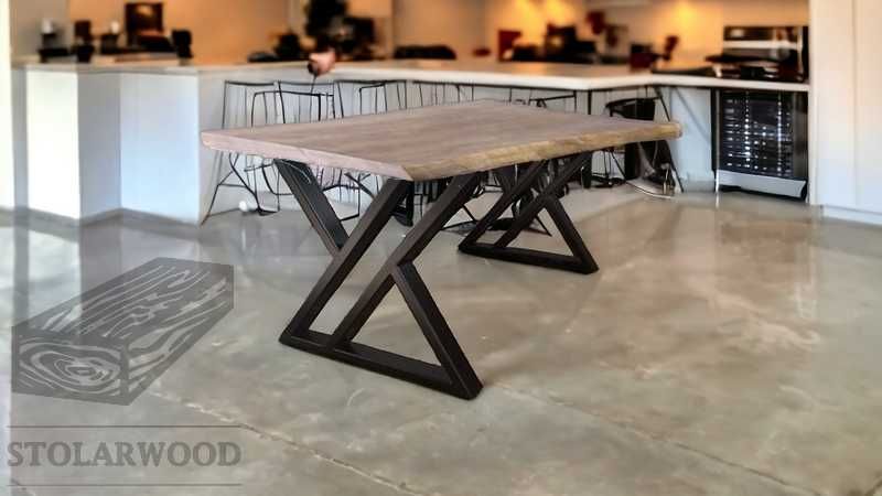Stół CYTRYN żywica drewno metal krzesła do jadalni salonu i ogrodu