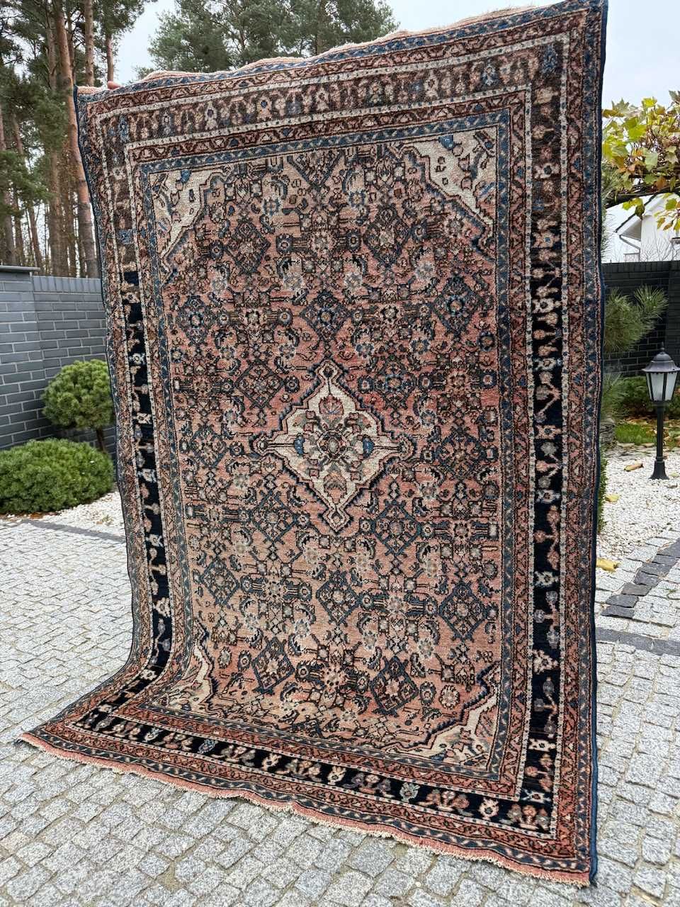 Vintage wełniany dywan perski r.tkany Iran Hamadan 225x145 gal. 9 tys
