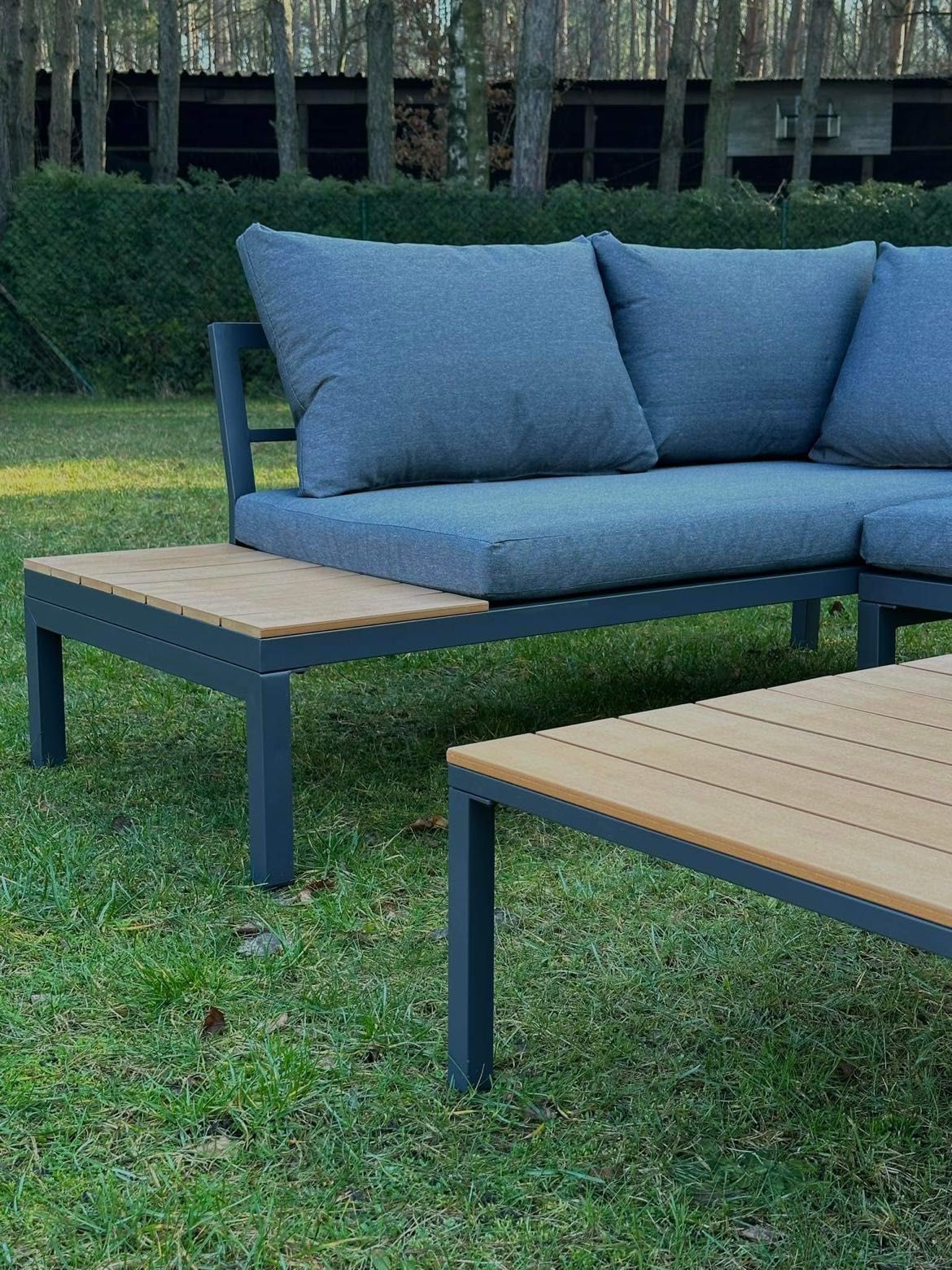 Nowe Meble ogrodowe NAROŻNIK Taras komplet WYPOCZYNKOWY STAL deska