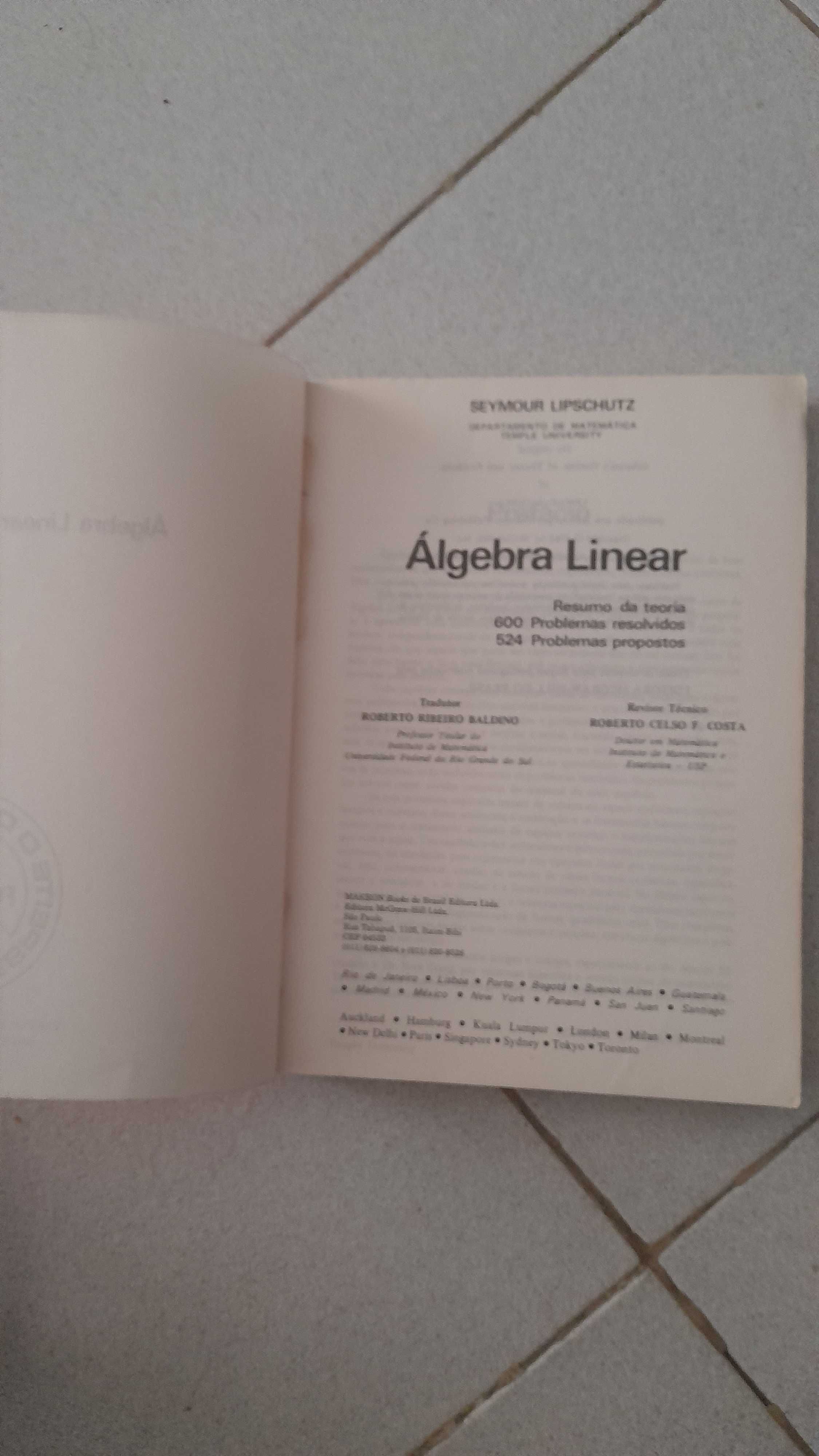 Livro Escolar Algebra Linear Coleção Shaum