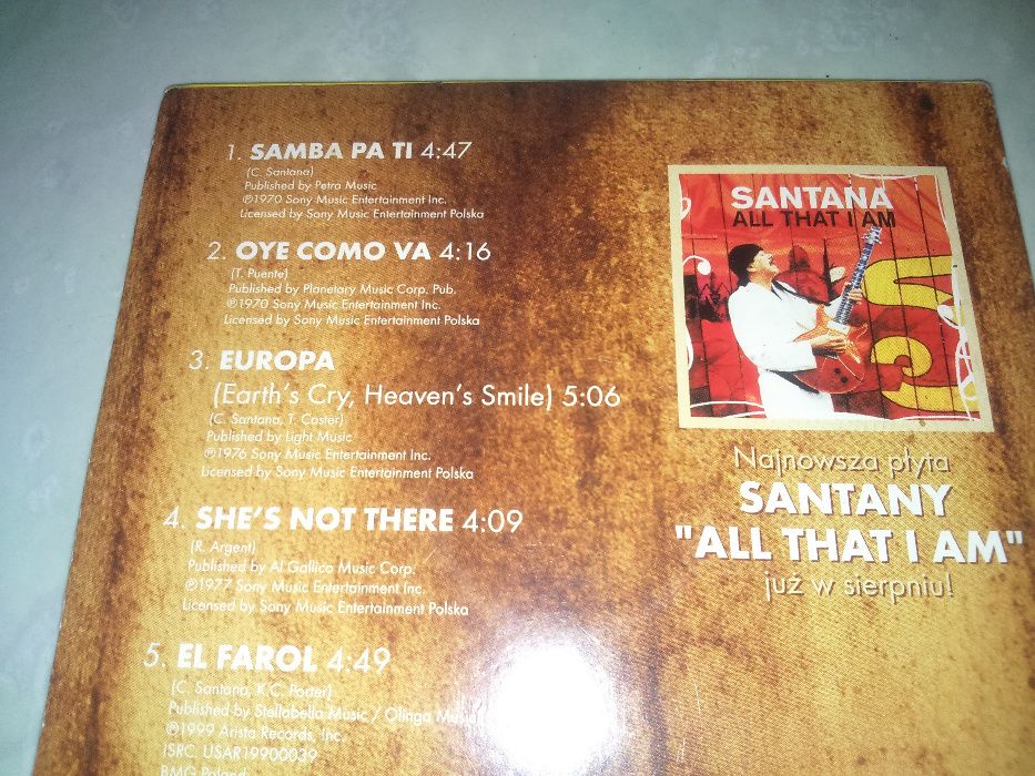 Płyta CD Carlos Santana RMF FM plus kaseta Ceremony Remixes & Rarities