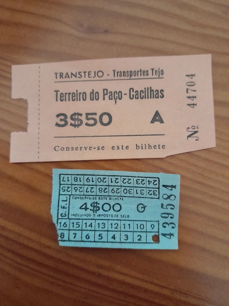 Bilhetes antigos de transportes...Excelente Estado.