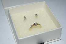 „Złoty Briju 585 pierścionek 0,272 ct kolczyki 2x0,154 ct z brylantami
