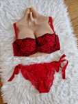 Hunkemoller komplet 85F M 38 miekki biustonosz stanik koronka figi