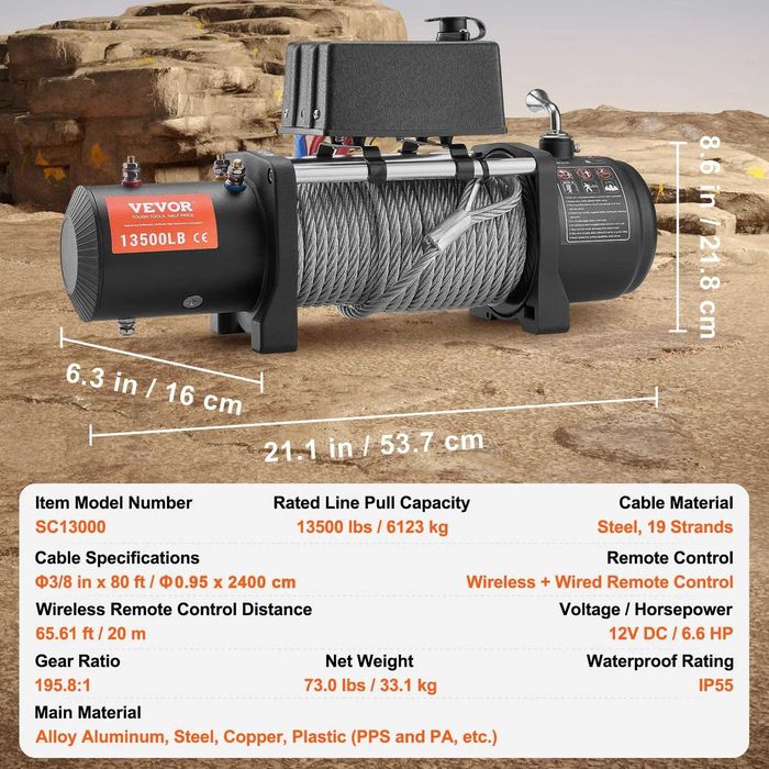 Guincho 6123kg jipe camião reboque homologado