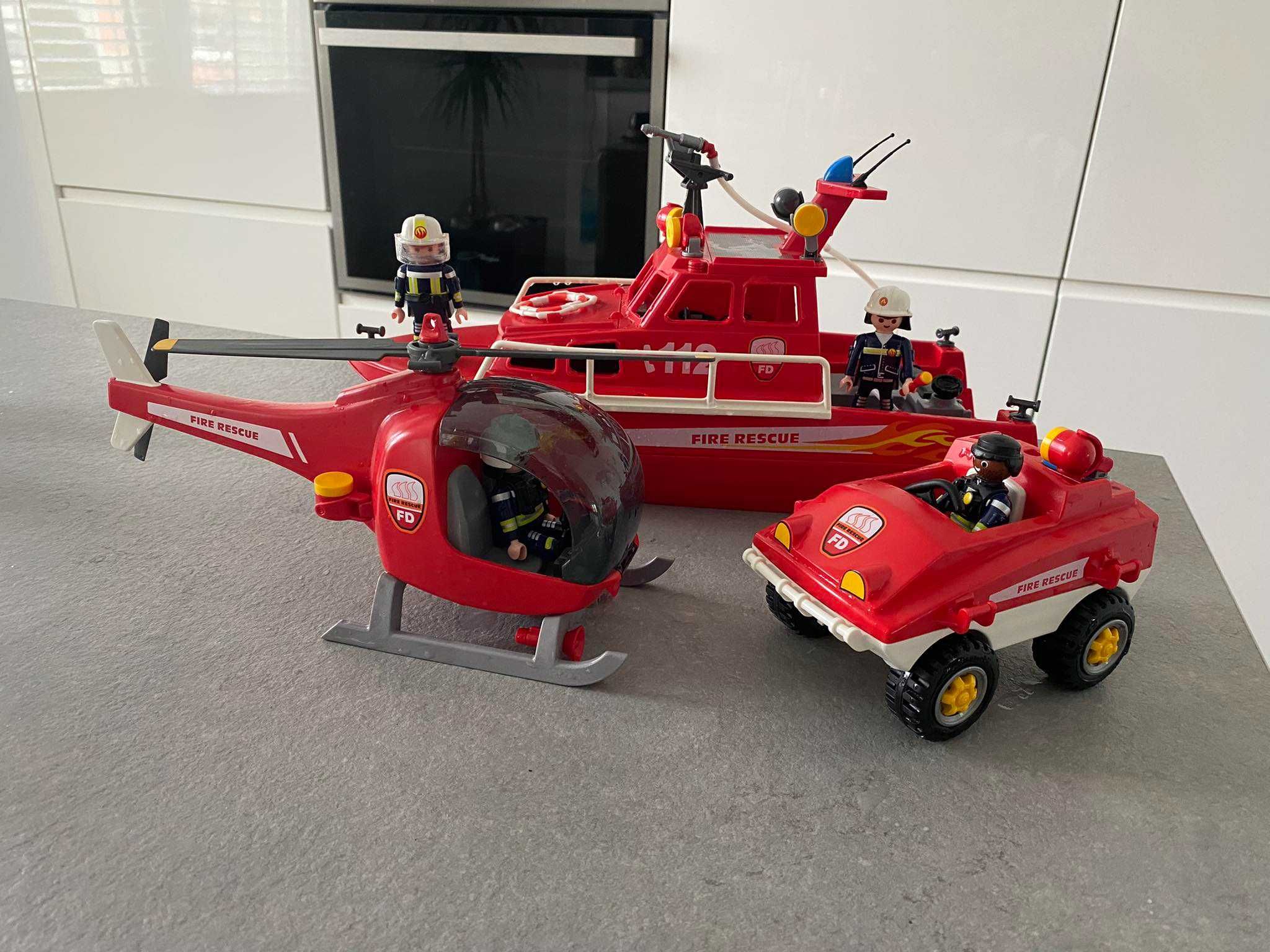 Playmobil 9503 Łódź Strażacka z Helikopterem